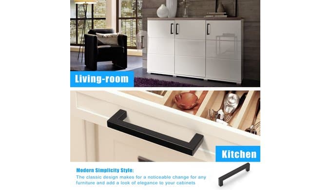 KNOBWELL Black Cabinet Handles 5 inch 30 Pack Cabinet Pulls Drawer Handles thumbnail 3