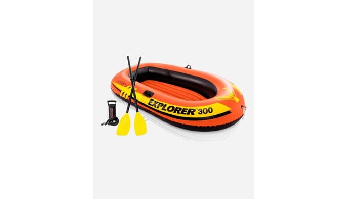INTEX Explorer Compact Inflatable Boat Series: Dual Air Chambers – Welded Oar Locks – Grab Handles – Bow Rope – Sporty Design thumbnail 1