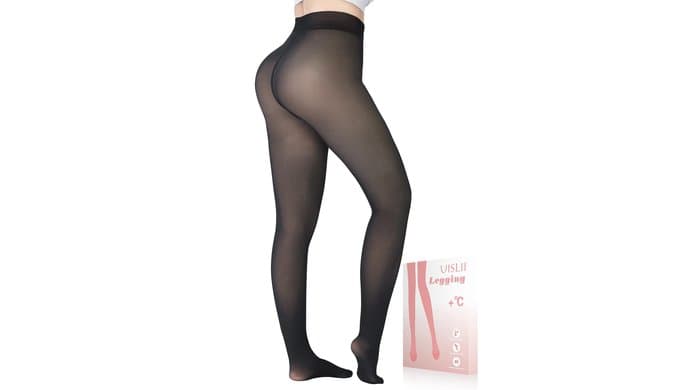 Fleece Lined Tights Women, Warm Pantyhose leggings Women,Fake Translucent Thermal Skin Colored Tights for Winter thumbnail 1