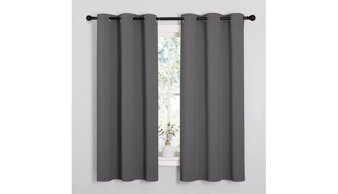 NICETOWN Grey Blackout Curtains for Bedroom 42" Wide x 63" Long 2 Panels thumbnail 1