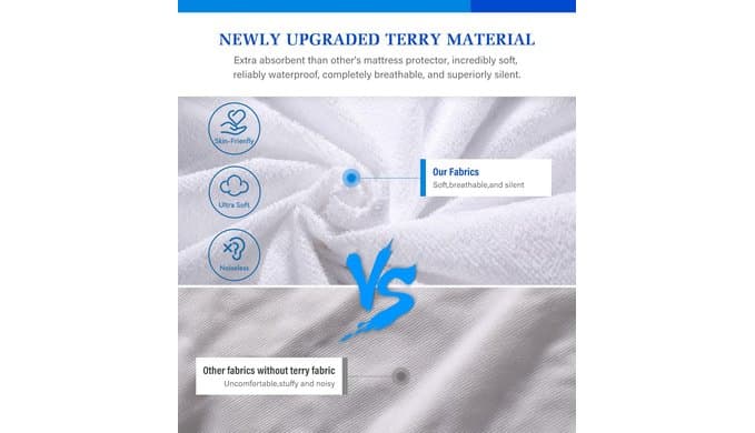Twin Mattress Protector Waterproof Deep Pocket Fitted Mattress Cover thumbnail 2