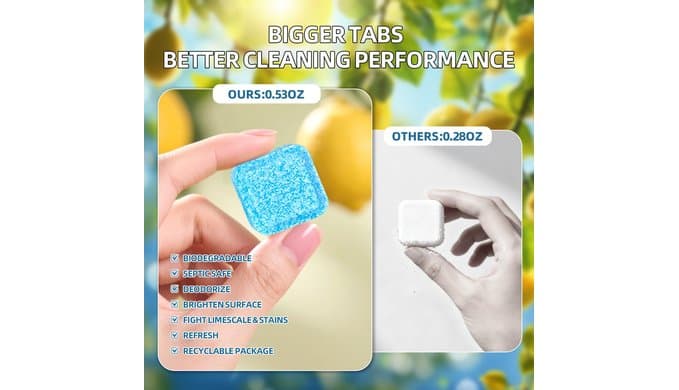 Toilet Bowl Cleaner Tablets 30 Big Pack Lemon Scent thumbnail 3