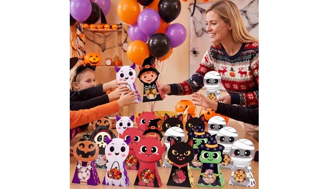 woric 24 Pcs Halloween Treat Boxes with Window, 8 Designs Party Favor Boxes thumbnail 5