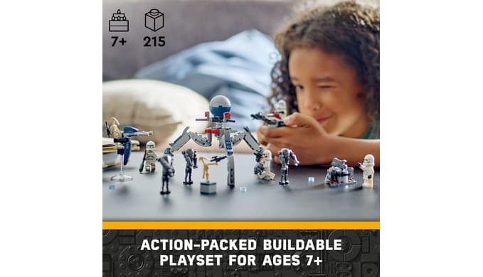 LEGO Star Wars Clone Trooper & Battle Droid Battle Pack Set for Kids, Buildable Toy Speeder Bike Vehicle, Tri-Droid and Defensive Post, Collectible, Gift for Boys and Girls Aged 7 and Up, 75372 thumbnail 2