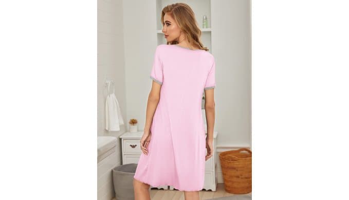 Ekouaer Womens Nightgown Short Sleeve Sleepwear Soft Pleated Sleepshirt thumbnail 4