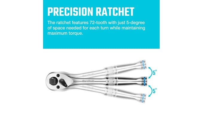 DURATECH 3-IN-1 Ratchet Handle, 1/4 ", 3/8 ", 1/2" Drive Ratchet Wrench thumbnail 5
