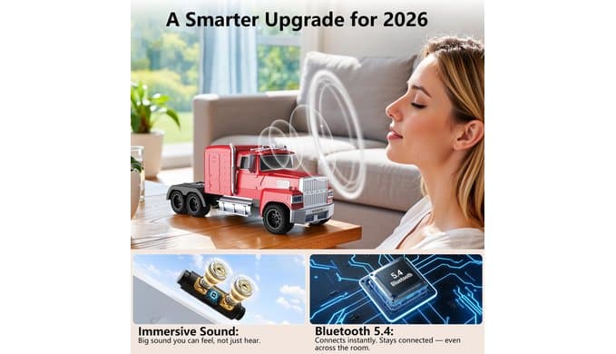 Truck Bluetooth Speaker, Mini Truck Speaker with TWS Stereo thumbnail 2