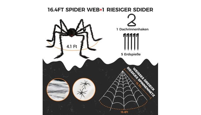Halloween Decorations Outdoor Spider Webs:1Pcs Giant Spiders-Outdoor Use thumbnail 3