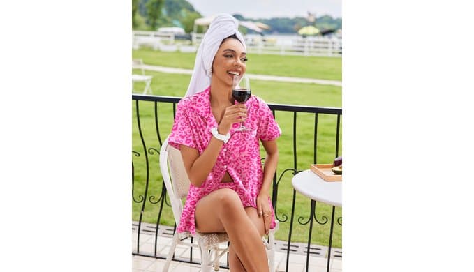 Ekouaer Silk Pajamas for Women Button Up 2 Piece Satin Pjs Shorts Set thumbnail 5