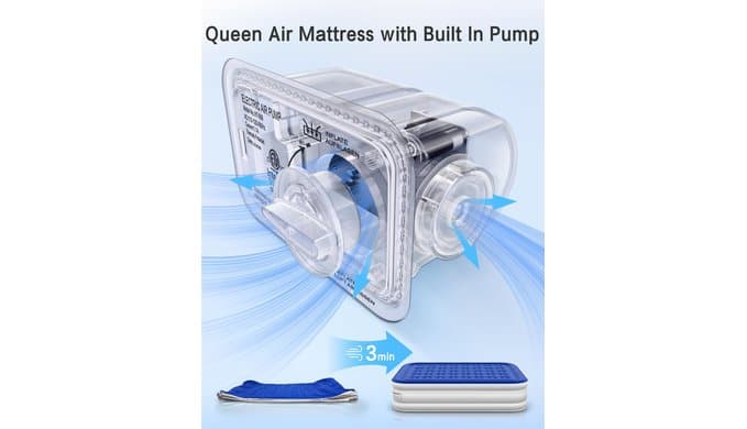 Queen Air Mattress with Built in Pump 18"Raised Inflatable Mattress Queen Airbed Blow Up Mattress Luxurious Comfort for Home and Guests 80"*60"*18"Air Bed 3 Mins Fast Inflate/Deflate 660lbs Max thumbnail 3