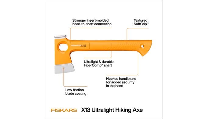 Fiskars X13 Ultralight Hiking Axe 13", Camping Hatchet, Forged Steel Blade thumbnail 3