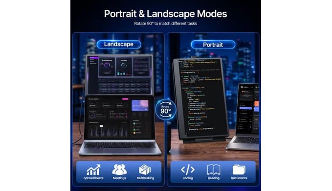 Laptop Screen Extender 15.6", 5 Modes & Detachable Slim Portable Monitor thumbnail 4