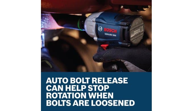 BOSCH GDS18V-350N 18V Brushless ½ In. Mid Torque Impact Wrench - 410 Ft.-Lbs Breakaway Torque, 250 Ft.-Lbs Fastening Torque, Compact Design (Bare Tool) thumbnail 5