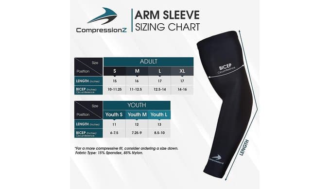 CompressionZ Compression Arm Sleeves for Men & Women| Cooling UV Sun Protection Elbow Pain Relief for All Sports and Recovery thumbnail 5