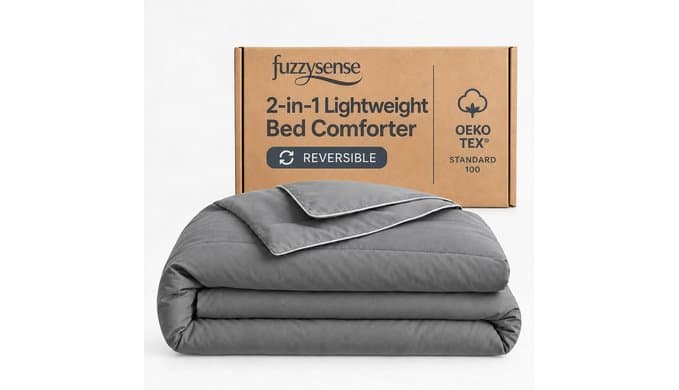 Percale Comforter, Breathable Blanket for Bed, Queen 90" x 90", Dark Gray