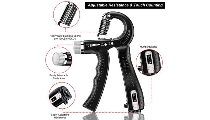 KDG Hand Grip Strengthener 2 Pack Adjustable Resistance 10-130 lbs Forearm Exerciser，Grip Strength Trainer for Muscle Building and Injury Recovery for Athletes thumbnail 2