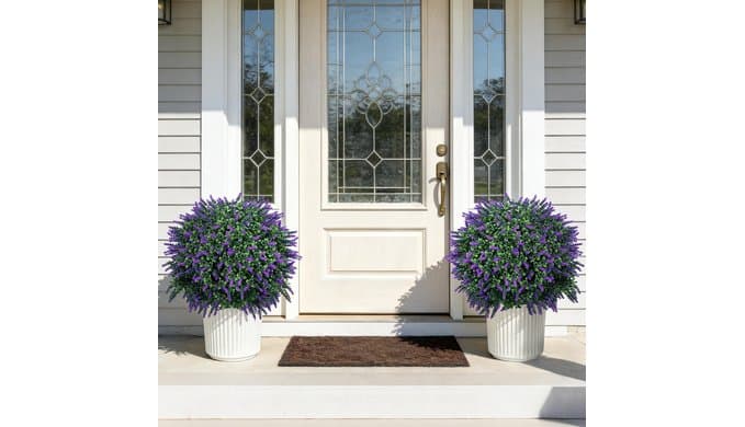 27"Faux outdoor plants Lavender 2 Set of Topiary Fake Artificial Bushes thumbnail 3