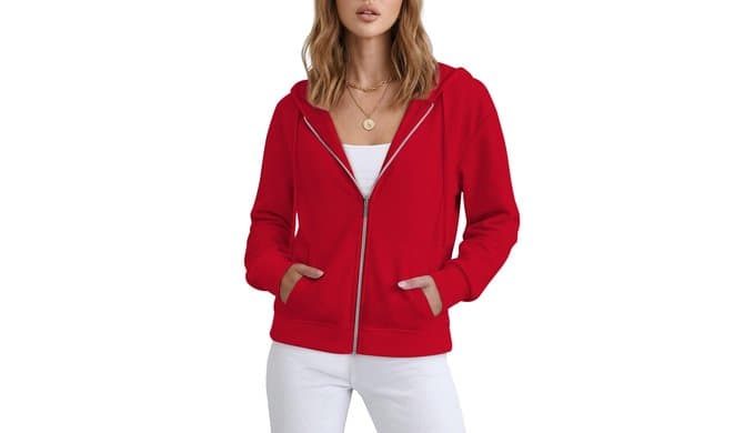 Womens Zip Up Hoodies Fleece Jacket Cropped Sweatshirt thumbnail 3