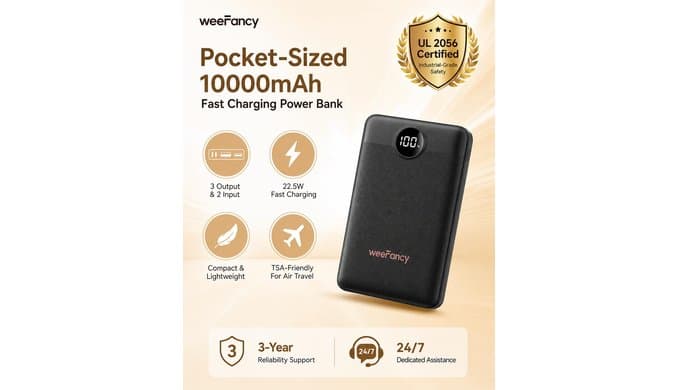 Small Portable Charger 10000mAh, Mini Power Bank with LED Display, 20W Fast Charging USB-C Battery Pack, Compact Travel Charger Compatible with iPhone 17/16/15/14, Samsung S25/24, Android, etc thumbnail 2