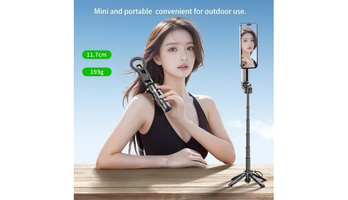 Magnetic Pocket Selfie Stick, 4 in 1 Multifunctional Mini Selfie Stick for iPhone with Bluetooth Remote, 360° Rotation Compact Portable Selfie Stick Tripod for Travel Vlogging thumbnail 3