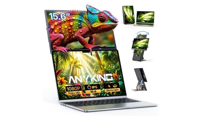 Laptop Screen Extender 15.6", 5 Modes & Detachable Slim Portable Monitor