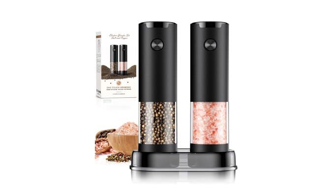 Electric Salt and Pepper Grinder Set Automatic Battery Pepper Mill Shakers Adjustable Coarseness Upgraded Larger Capacity with Led Home and Kitchen Appliances White Elephant Gifts for Women Men thumbnail 1