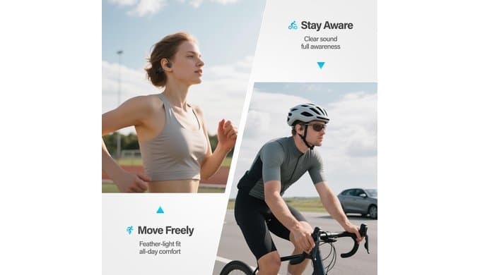 New Bone Conduction Headphones, Open Ear Sports Headphones, 12H Playtime thumbnail 3
