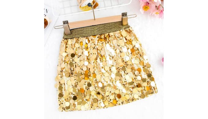 DAXIANG Girls Sparkly Sequin A Line Skirt Kids Elastics Waist Shiny Skirt with Built in Shorts for Party Birthday 5-12 Years thumbnail 2