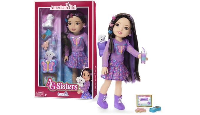 American Girl, AG Sisters Francie Doll, with Brown Eyes, Long Dark-Brown Hair with Purple Highlights, 14.5", Ages 4+ (Amazon Exclusive) thumbnail 1