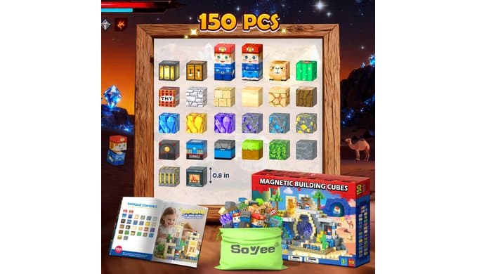 150 PCS Magnetic Blocks: Magnet Building Toys for Kids Ages 4-8, STEM Sensory Building Cubes for Toddlers, Build Mine Magnet World Set for 3-12 Boy Girl Years Old Birthday thumbnail 2