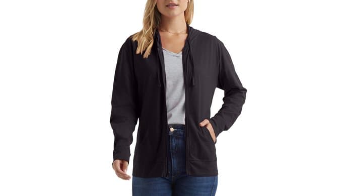 Hanes Women's Lightweight Full Zip Hoodie, Textured Cotton Zip Up, T-Shirt Hoodie thumbnail 1