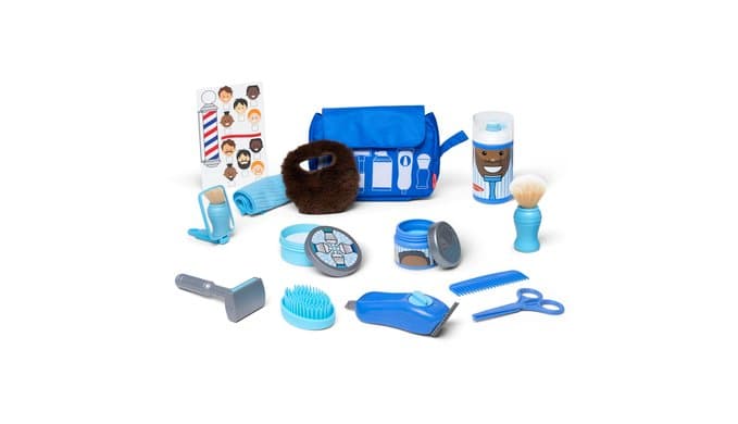 Melissa & Doug Barber Shop 16-Piece Shaving Accessories Pretend Play Set thumbnail 1