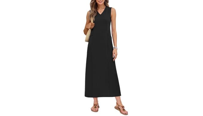 MISFAY Women's Sleeveless V Neck Maxi Dress with Pockets Vacation Outfit thumbnail 1