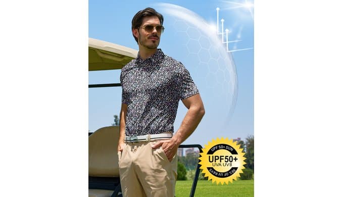 ZITY Select Mens Golf Polo Shirts 50+ UPF Short Sleeve Quick-Dry Performance Print Golf Shirt thumbnail 3