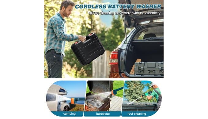 Battery Operated Washer, 6-in-1 Nozzle Battery Charger,Lightweight Washer thumbnail 4