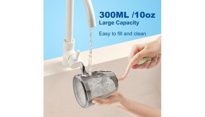 WellLeo Water Flossers for Teeth, 300ML Cordless Oral Irrigator Rechargeable Dental Flosser Picks with 5 Modes 5 Jet Tips,IPX7 Waterproof Teeth Cleaner for Braces Gum Care, Home Travel Use thumbnail 3