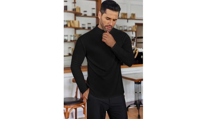 Ekouaer Men's Mock Turtleneck Long Sleeve Turtle Neck Tops Thermal Shirts thumbnail 5