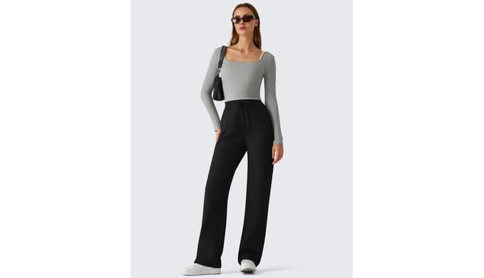 G4Free Waffle Wide Leg Casual Women's Sweatpants – Comfy Lounge Pants with Pockets thumbnail 5