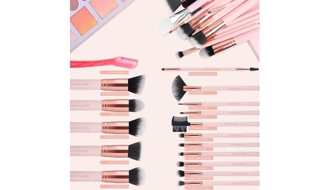 Real Perfection Makeup Brush Set 16 Pcs with 1 Eyebrow Razor Premium Synthetic Foundation Powder Concealers Eyeshadow Blush Makeup Brushes Make up Brushes Kit (Pink) thumbnail 2