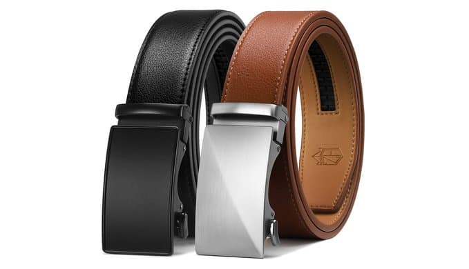 Zitahli Leather Ratchet Belt for Men - 2 Pack Mens belt,Customizable Fit thumbnail 1