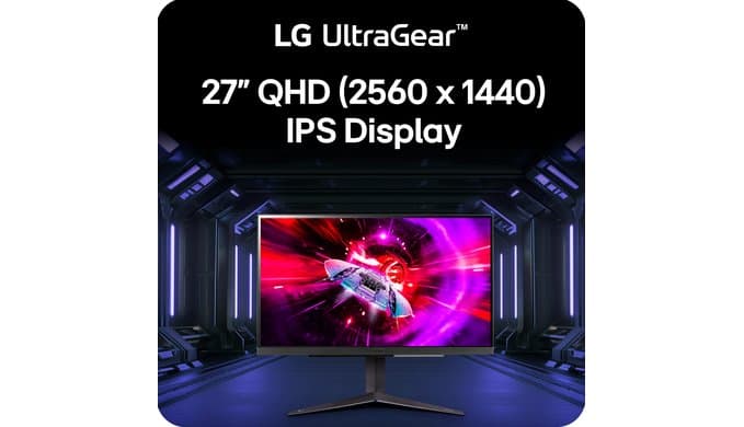 LG 27GR83Q-B 27-inch Ultragear QHD (2560x1440) IPS Gaming Monitor, 240Hz, 1ms, DisplayHDR 400, G-Sync AMD FreeSync Premium, HDMI 2.1 DisplayPort, 4-Pole HP Out DTS GP:X, Tilt/Height/Pivot Stand, Black thumbnail 2
