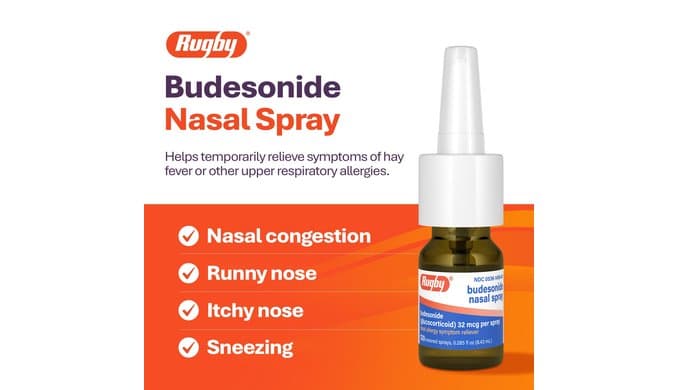 Rugby Budesonide Nasal Spray, Glucocorticoid 32 mcg, 0.285 Fl oz (8.43 mL) thumbnail 3