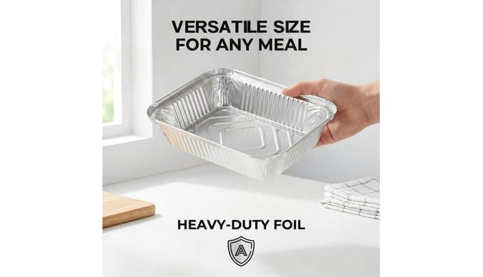 50 Pack Aluminum Pans with Cardboard Lids, 8.3"x6.2", 2.25 LB thumbnail 4