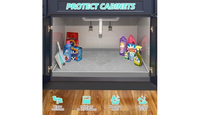 Waterproof Under Sink Mat 34" x 22", Silicone Mat Kitchen liner thumbnail 5