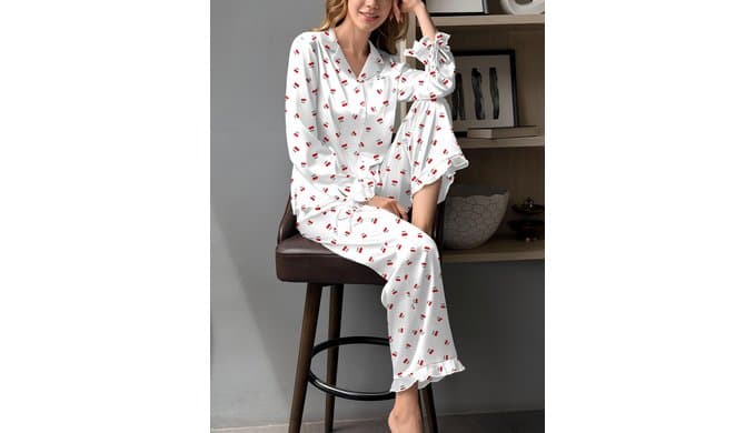 Ekouaer Satin Pajamas for Women Silky Long Sleeve Button Down Pajama Sets thumbnail 2