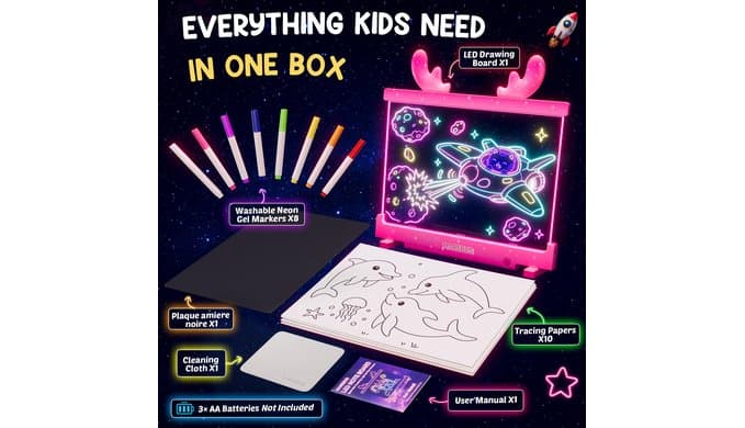 LED Drawing Board for Kids with Stand, 8 Markers, 10 Tracing Papers thumbnail 3