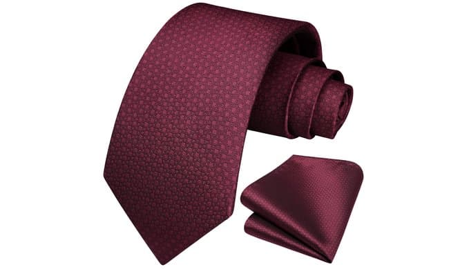 HISDERN Plaid Checkered Tie Handkerchief Woven Classic Formal Men's Necktie & Pocket Square Set thumbnail 2