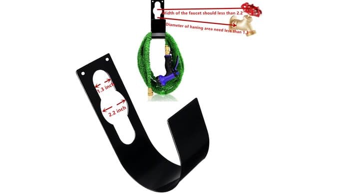 Garden Hose Hanger Wall Mount Heavy Duty Hose Holder Hook for 150ft 100ft 75ft 50ft Expandable Hose (Large, Black) thumbnail 4