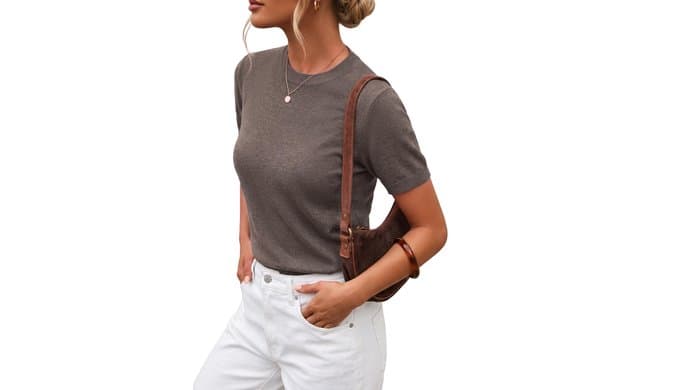 Arach&Cloz Women's Wool Blend Short Sleeve Sweater Business Casual Tops thumbnail 4
