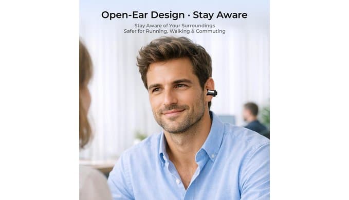 LC-dolida Open-Ear Wireless Earbuds with Smart LED Display Case, Clip On Earbuds All-Day Comfort & Situational Awareness, Case Control for Volume, EQ, Music, Find My Earbuds & Camera, Timer (Black) thumbnail 3